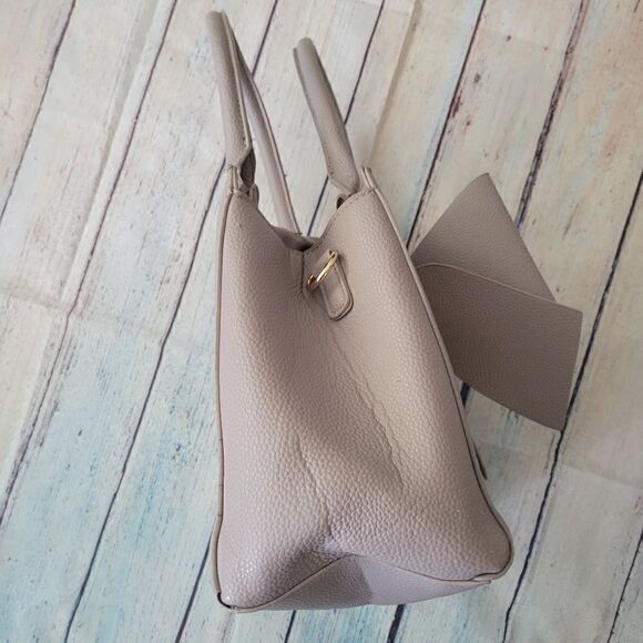 Grossi Womens Blush Pink Solid Double Bow Adjustable Strap Shoulder Satchel Bags - Picture 10 of 16